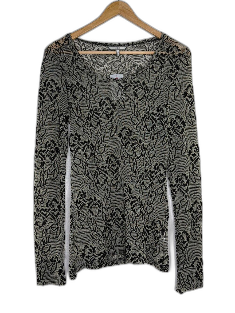 BKE Vintage Y2K Sheer Floral Long Sleeve Top Small Deadstock